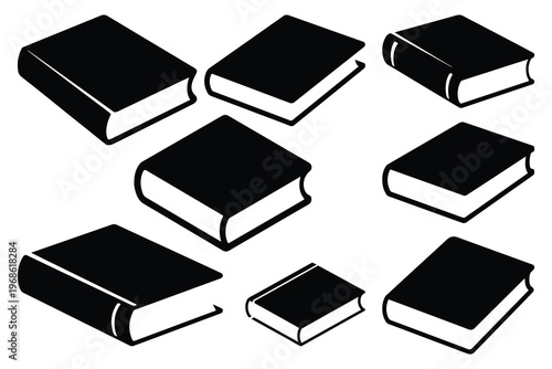 Black books on white background book collection book pile