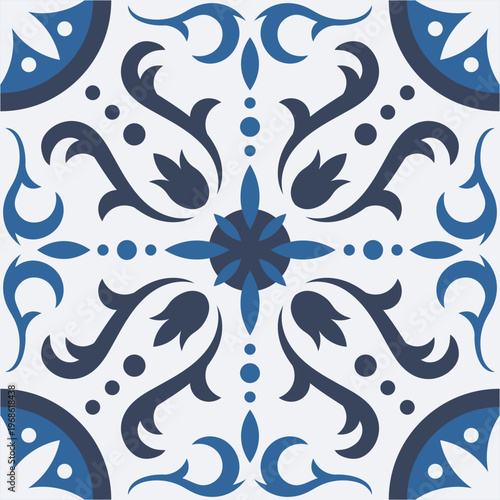 Portuguese azulejo ceramic tile pattern design