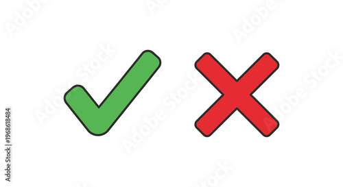 A vibrant illustration displays a green checkmark and a red x symbol presenting positive and negative indicators as a silhouette