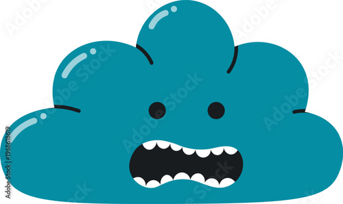 Blue cloud character shouting with wide open mouth