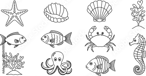 set of ocean animals