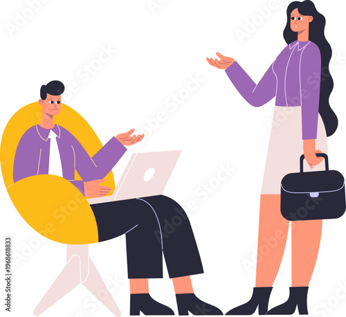 Business people discussing work in an office setting