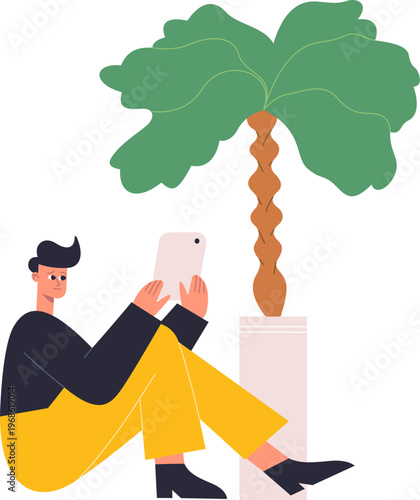 Man relaxing at home browsing digital tablet content