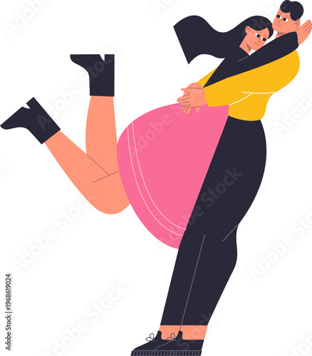 Couple embracing with a big romantic hug