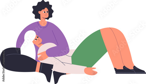 Woman comforting companion embracing a feeling of support