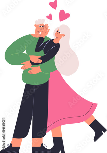 Adult couple embracing whispering love secrets