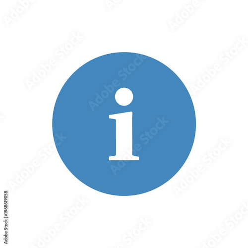 A simple blue circle contains a white lowercase letter i with a dot
