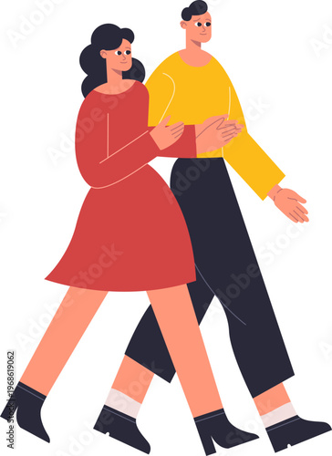 Couple walking together for relationship and partnership concept
