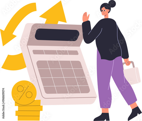 Woman calculating finances, managing budget, creating financial planning