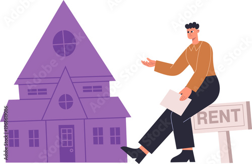 Real estate agent presenting house for rent property