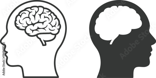 Head with brain vector mental health and cognitive thinking symbol
