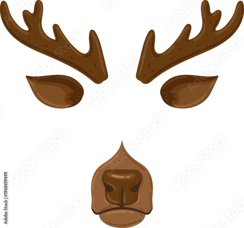 Reindeer facial elements creating a festive party mask