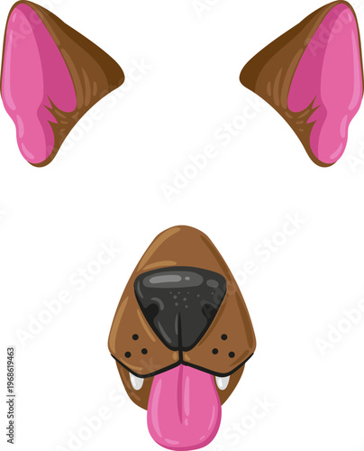 Dog nose ears and tongue cartoon filter