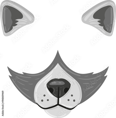 Wolf dog face mask overlay filter drawing