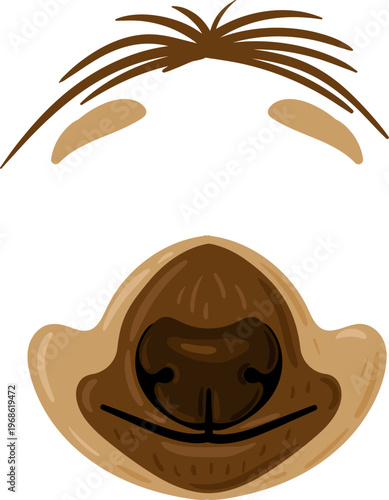 Cute sloth animal face character mask illustration