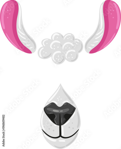 Bunny face filter creating augmented reality concept