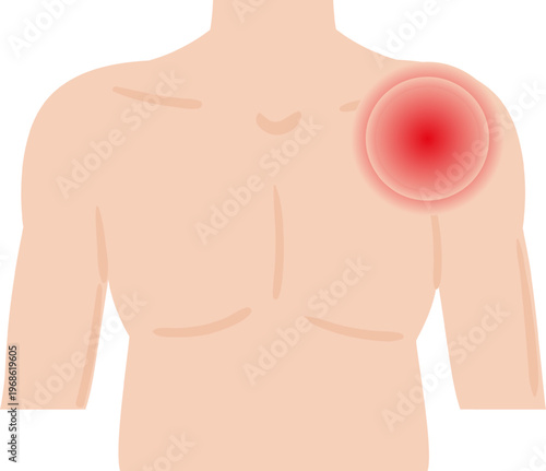 Person feeling shoulder pain and inflammation icon