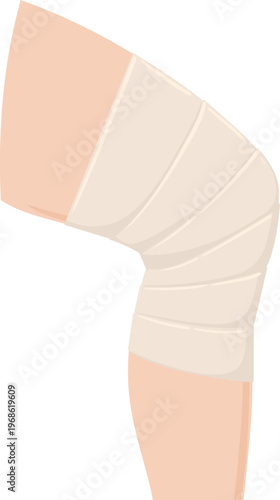 Person's leg showing knee wrapped in elastic bandage