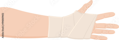 Hand and wrist bandaged for injury recovery