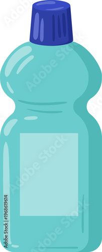 Household cleaning product bottle with blue cap