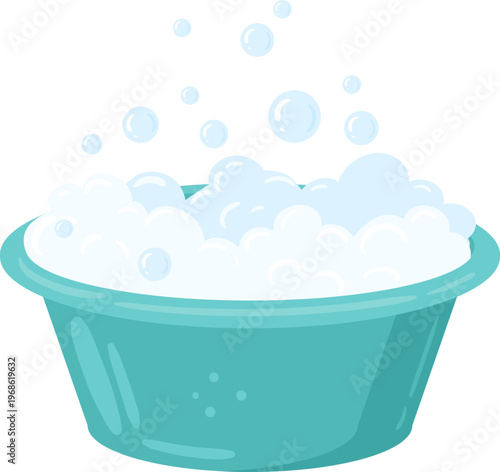 Basin filled with soap suds and rising bubbles