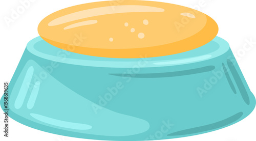 Round yellow bar resting on a blue bowl