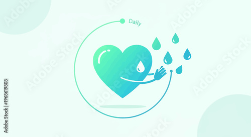 Heart Health Hydration Concept: Daily Water Intake and Well-being