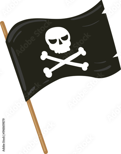 Pirate flag with skull and crossbones vector illustration