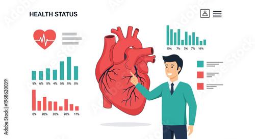 Heart Health Status Infographic with Doctor and Charts
