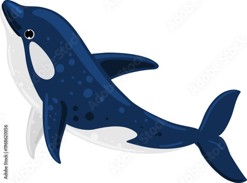 Cartoon orca killer whale swimming ocean animal