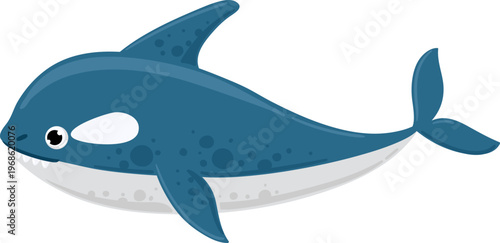 Cute killer whale cartoon character swimming