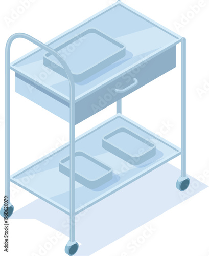 Medical service trolley with drawer and trays