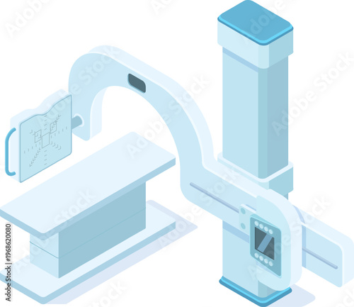 Medical imaging C arm system flat isometric vector
