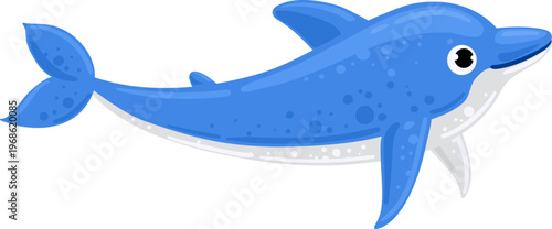 Blue cartoon dolphin animal swimming vector illustration