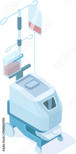 Medical infusion pump machine administering IV fluid treatment
