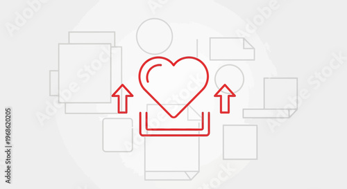 Heart Icon and Geometric Shapes, Love Symbol, Minimalist Design, Graphic Resources