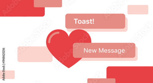 Heart Icon and Chat Bubbles - Love Message, Dating App, Communication Concept