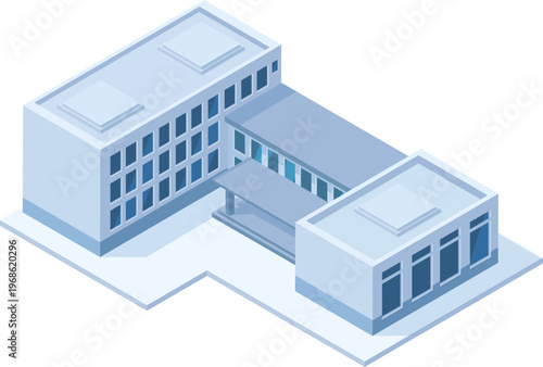 Modern isometric building illustration representing institutional architecture