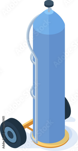 Portable gas cylinder on wheeled cart for industrial use