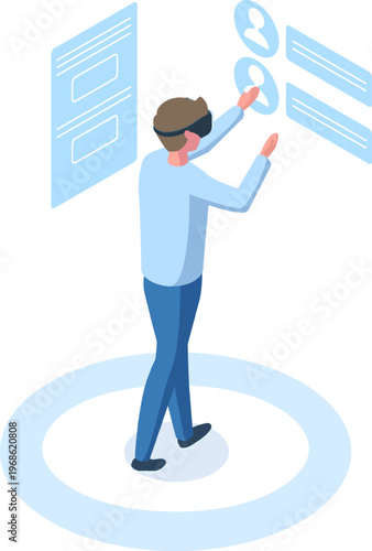 Person accessing virtual reality metaverse technology