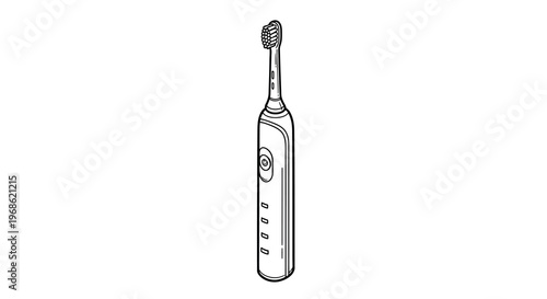 Line drawing of a modern electric toothbrush isolated on a white background