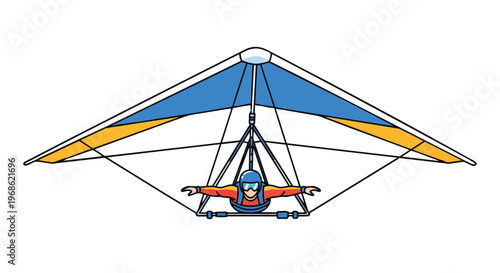 Illustration of a Hang Glider Pilot Flying in the Sky