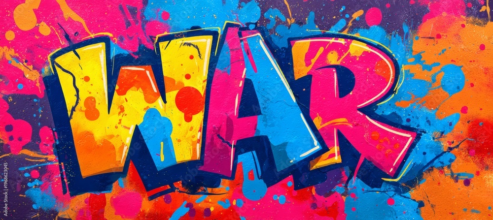 Obraz premium Colorful war text art background. Generative AI technology.
