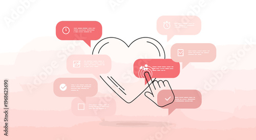 Heart Icon with Chat Bubbles, Engagement, Communication, Love Concept
