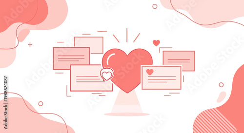 Heart Icon With Social Media Posts, Likes, Positive Feedback, Love Message