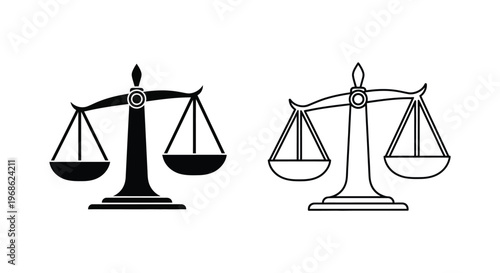 Justice Scales Vector Icons for Legal & Court Design Vector