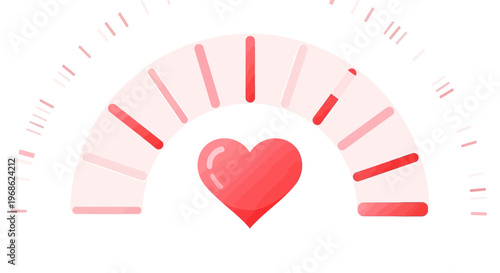 Heart Meter Gauge, Love Level Indicator, Romantic Emotion Scale, Valentine's Day Concept