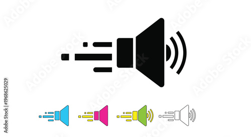 Speaker icon variations colorful outlined and monochrome designs