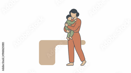 A tender moment A mother cradles her child, celebrating the warmth and love of Mother's Day, a cherished occasion for mothers