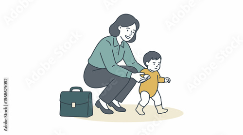 A Mother's Love Celebrating Mothers Day with Tender Moments of a Mother Guiding Her Child's First Steps